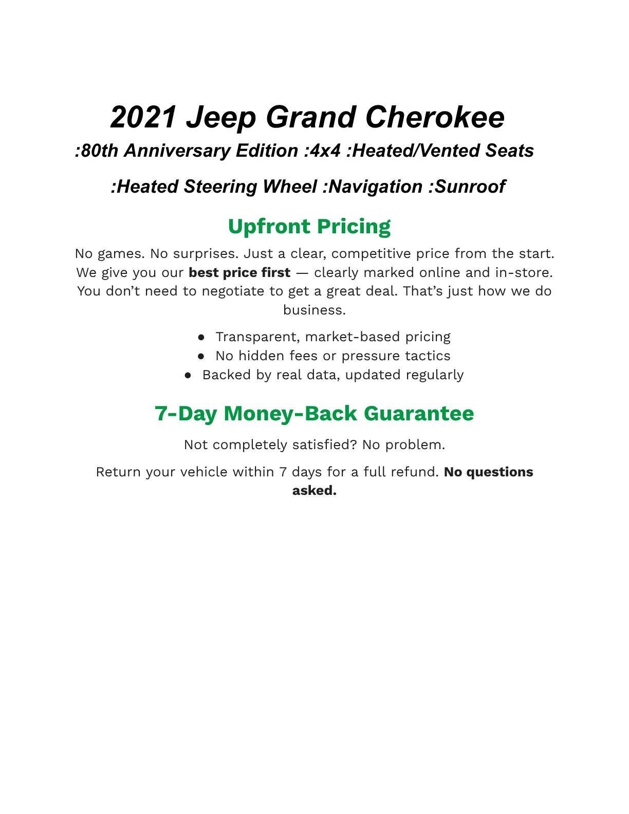 2021 Jeep Grand Cherokee 80th Anniversary 4x4