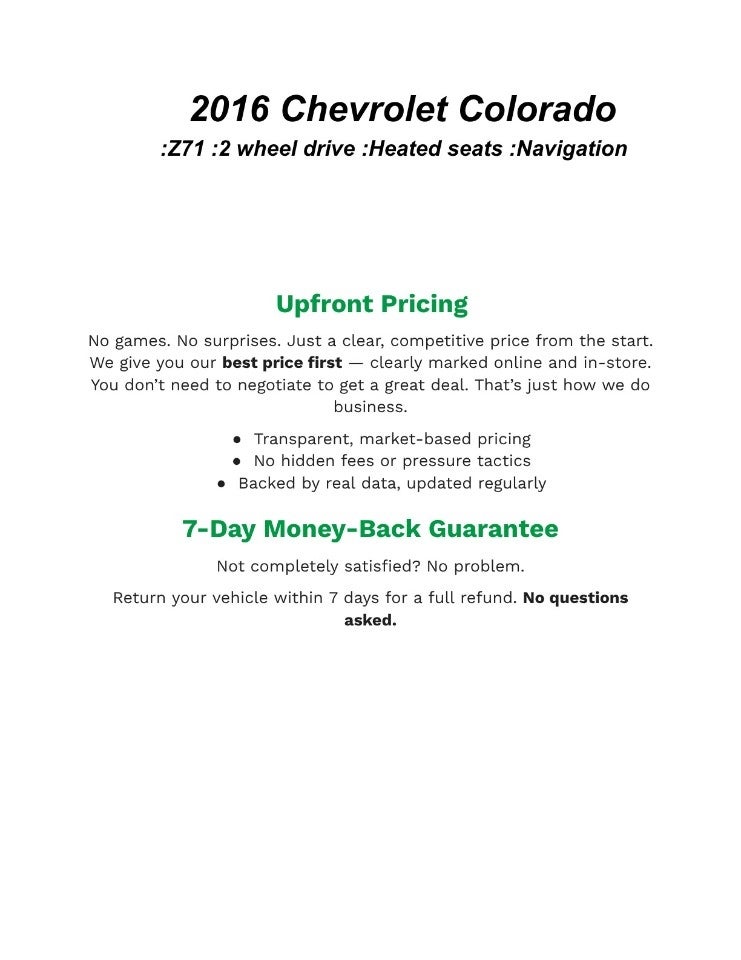 Used 2016 Chevrolet Colorado Z71 with VIN 1GCGSDE35G1127351 for sale in Ashwaubenon, WI