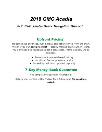 2018 GMC Acadia FWD 4dr SLT w/SLT-1