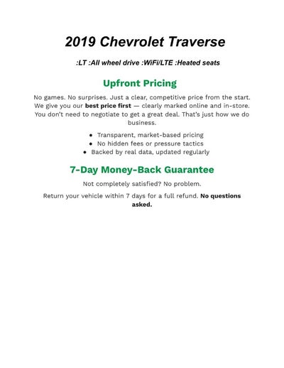 2019 Chevrolet Traverse AWD 4dr LT Cloth w/1LT