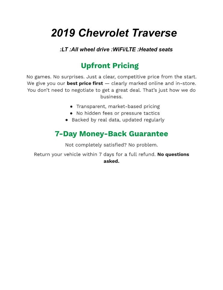 2019 Chevrolet Traverse AWD 4dr LT Cloth w/1LT