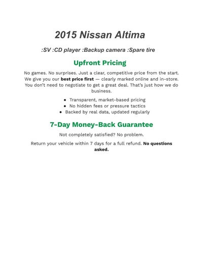 2015 Nissan Altima 4dr Sdn I4 2.5