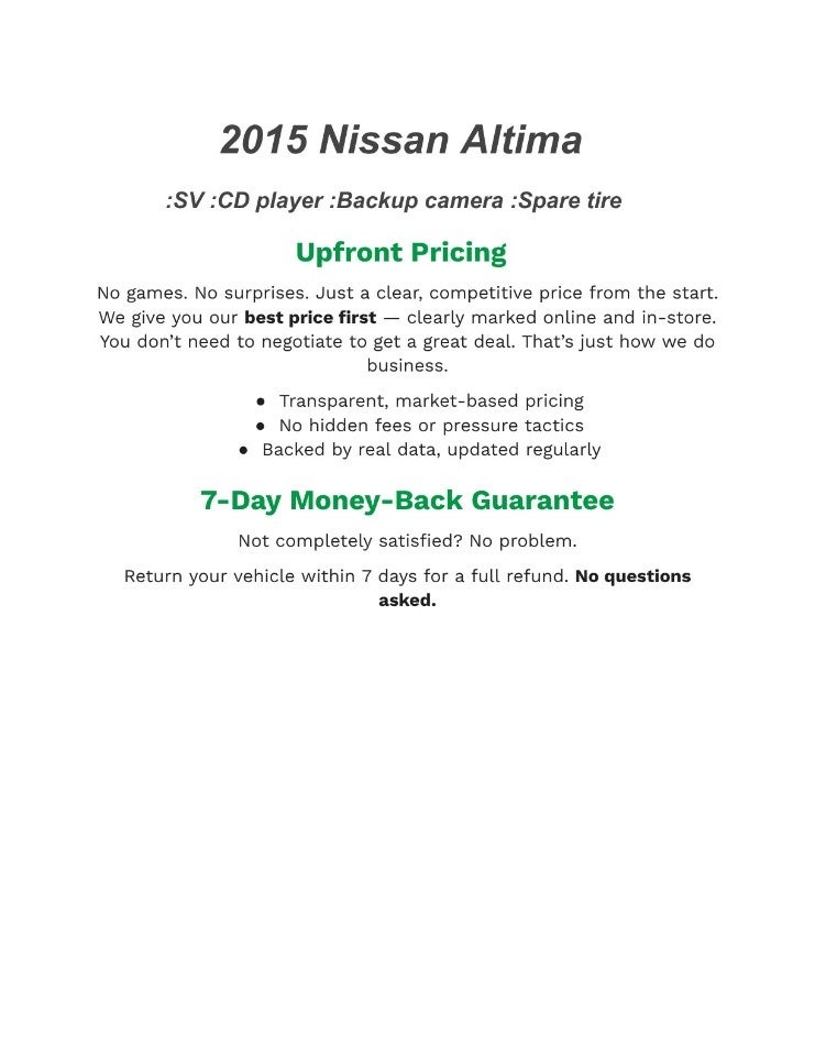 2015 Nissan Altima 4dr Sdn I4 2.5