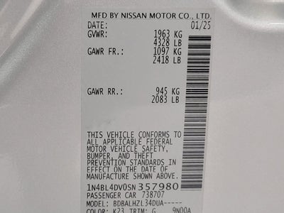 2025 Nissan Altima SV FWD