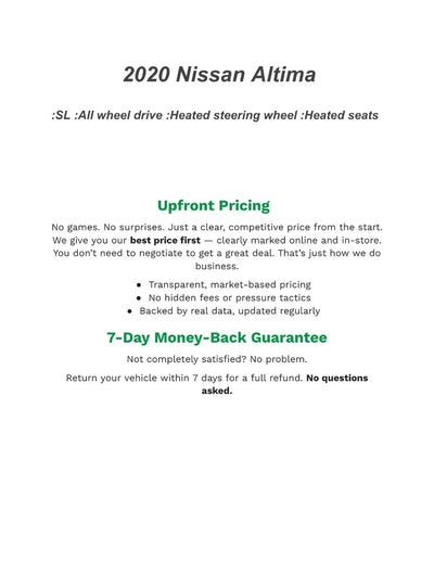 2020 Nissan Altima 2.5 SL AWD Sedan