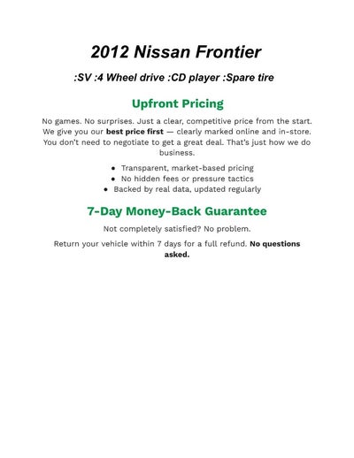 2012 Nissan FRONTIER CREW CAB