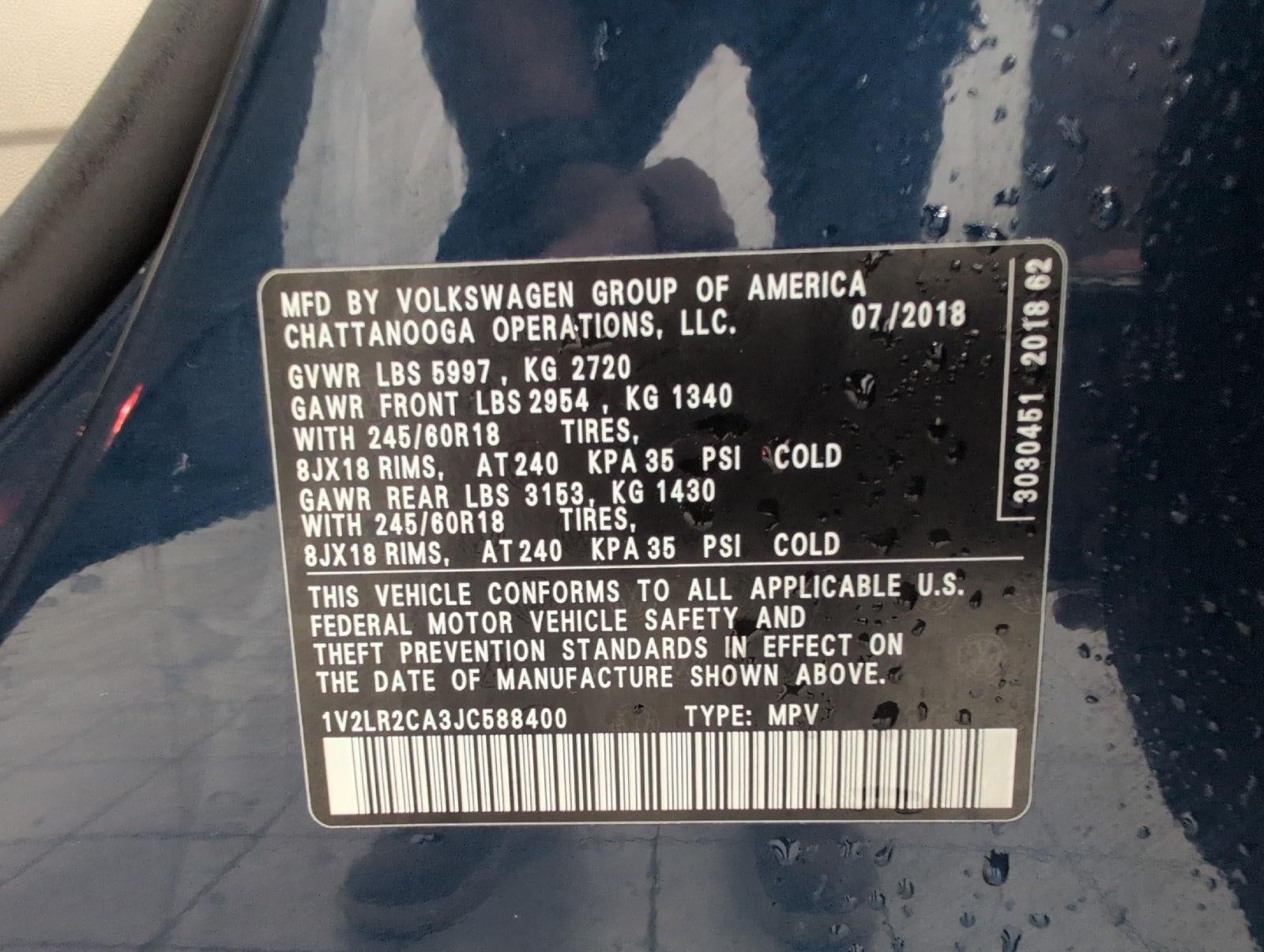 2018 Volkswagen Atlas 3.6L V6 SE w/Technology 4MOTION