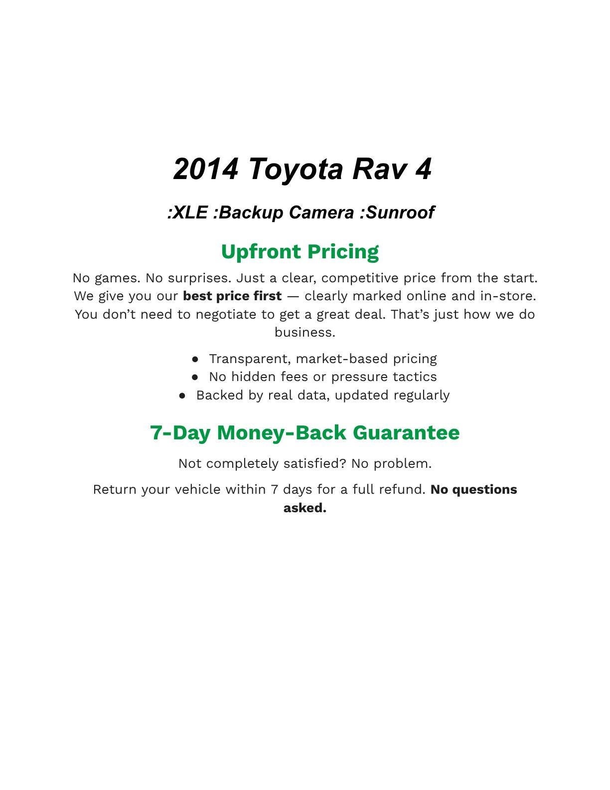 Used 2014 Toyota RAV4 XLE with VIN 2T3WFREV1EW095625 for sale in Ashwaubenon, WI