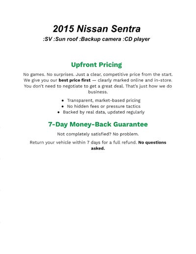 2015 Nissan Sentra 4dr Sdn I4 CVT SV