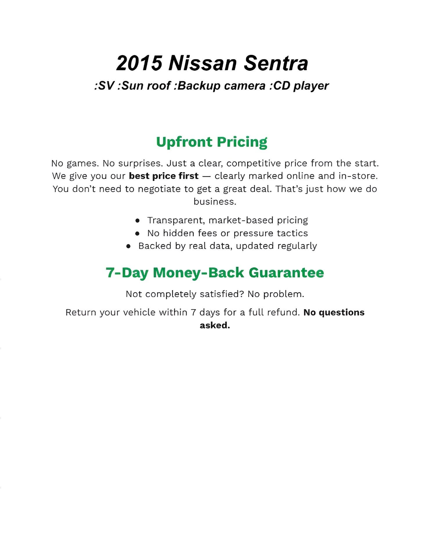 2015 Nissan Sentra 4dr Sdn I4 CVT SV