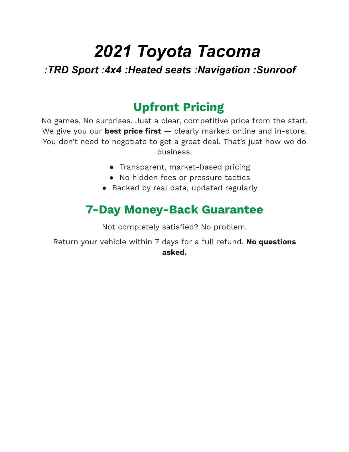 2021 Toyota Tacoma 4WD TRD Sport Double Cab 6' Bed V6 AT