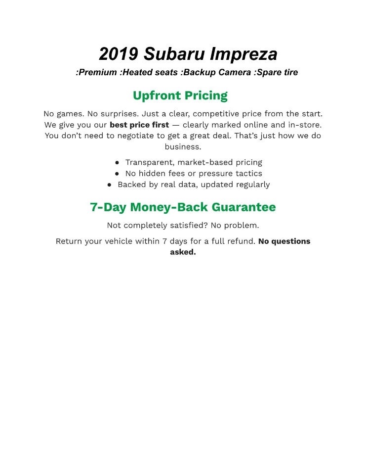 2019 Subaru Impreza 2.0i Premium 5-door CVT