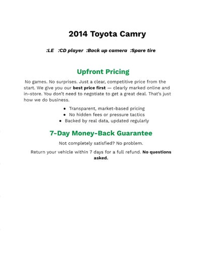 2014 Toyota Camry 4dr Sdn I4 Auto LE