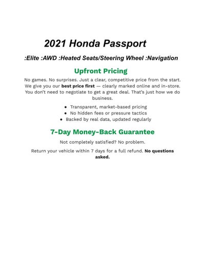 2021 Honda Passport Elite AWD