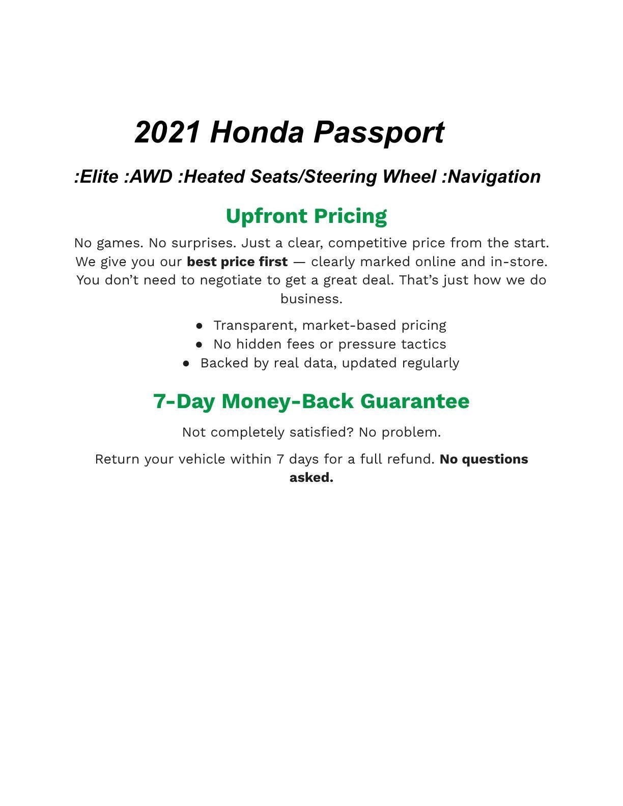 2021 Honda Passport Elite AWD