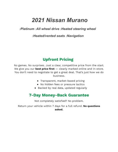 2021 Nissan Murano AWD Platinum