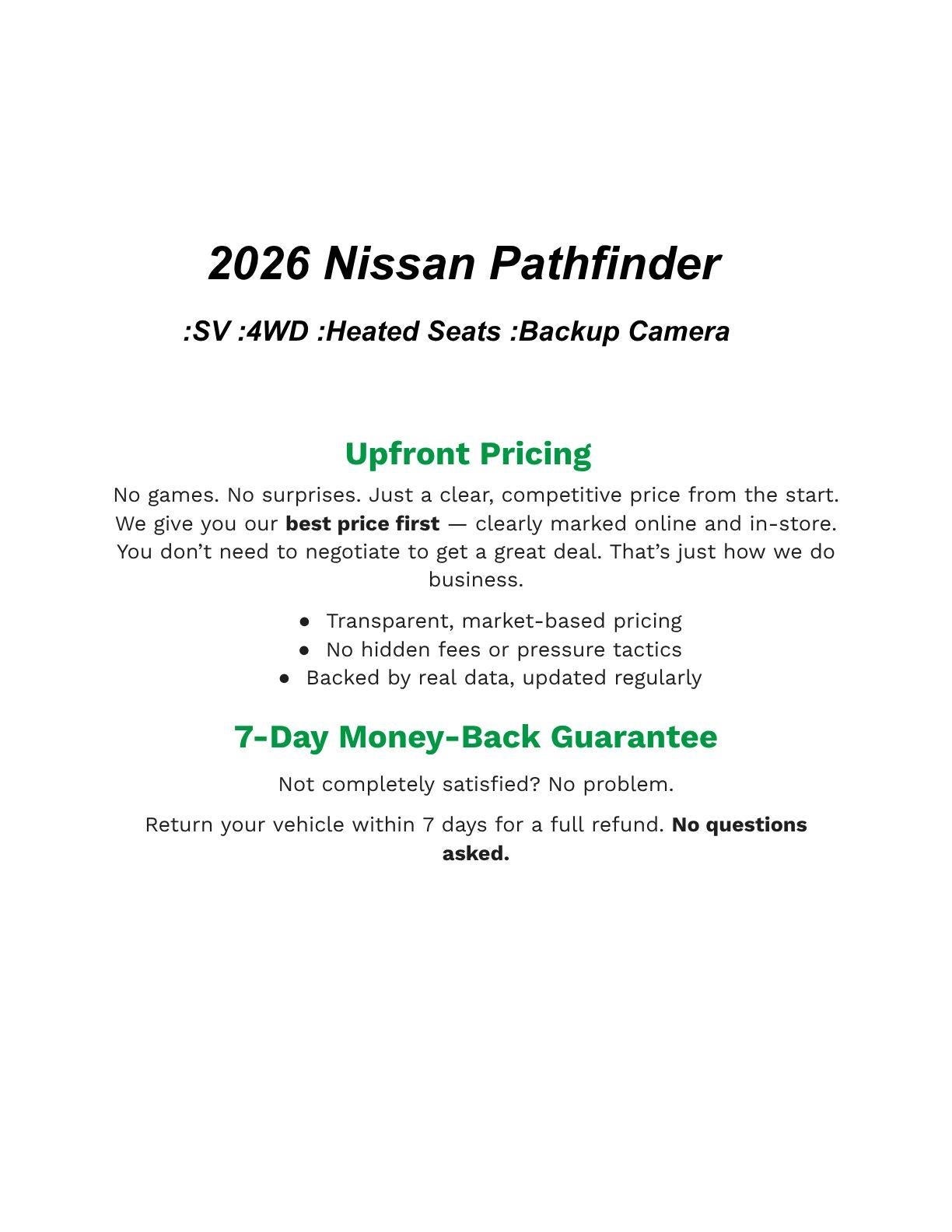 2026 Nissan Pathfinder SV 4WD