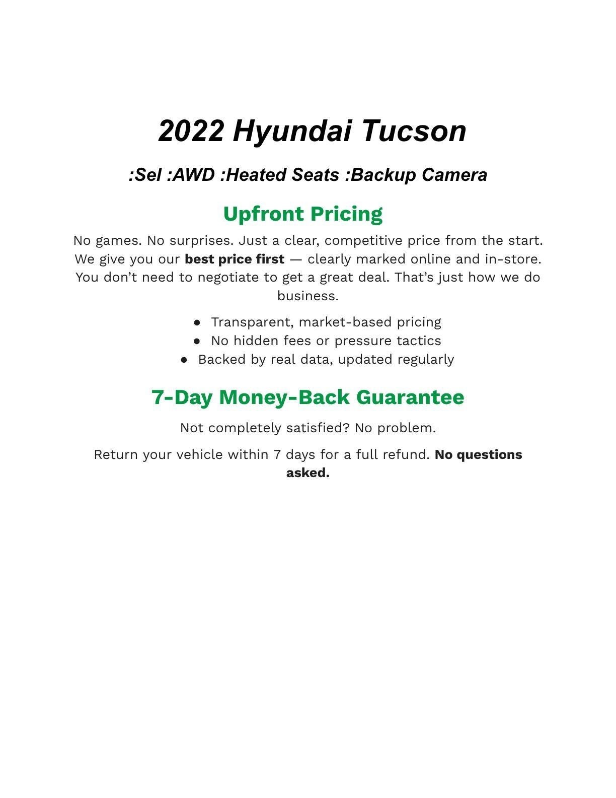 2022 Hyundai TUCSON SEL AWD