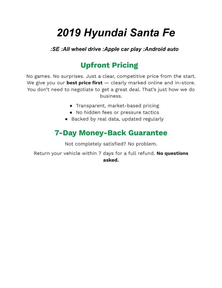 2019 Hyundai SANTA FE SE 2.4L Auto AWD