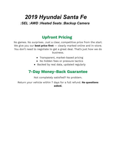 2019 Hyundai SANTA FE SEL 2.4L Auto AWD