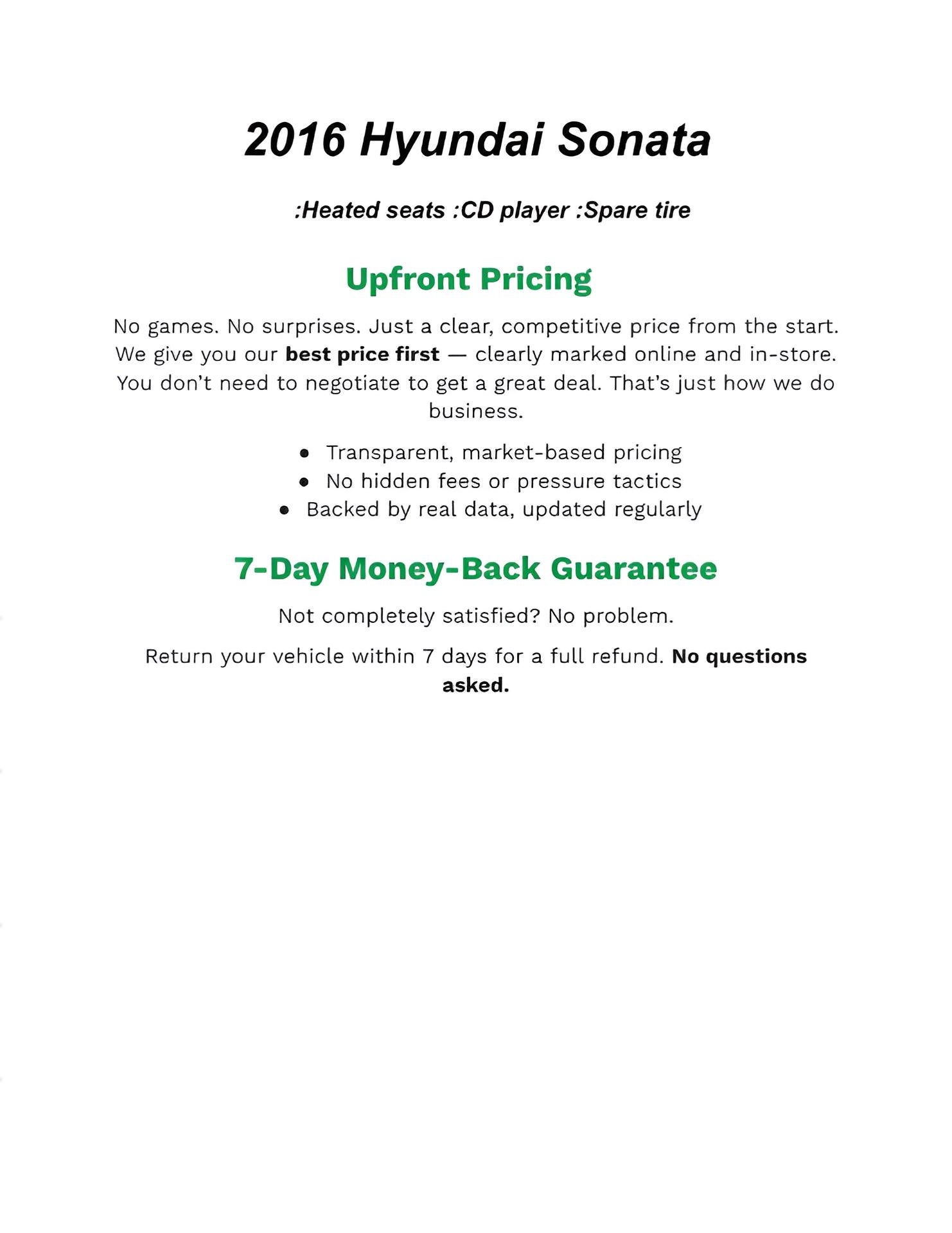 2016 Hyundai SONATA 4DR CAR