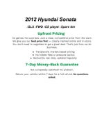 2012 Hyundai SONATA 4Dr Sdn 2.4L Auto GLS