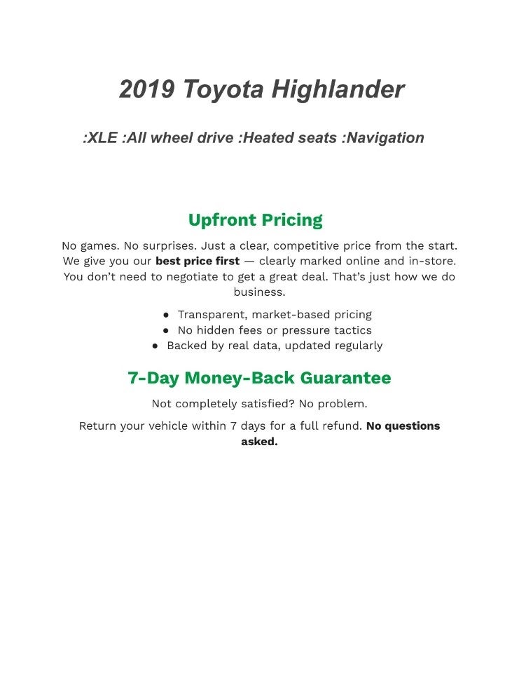 2019 Toyota Highlander XLE V6 AWD