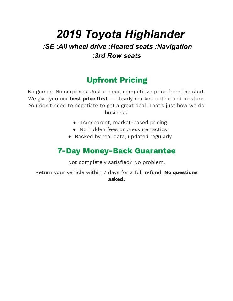 2019 Toyota Highlander XLE V6 AWD