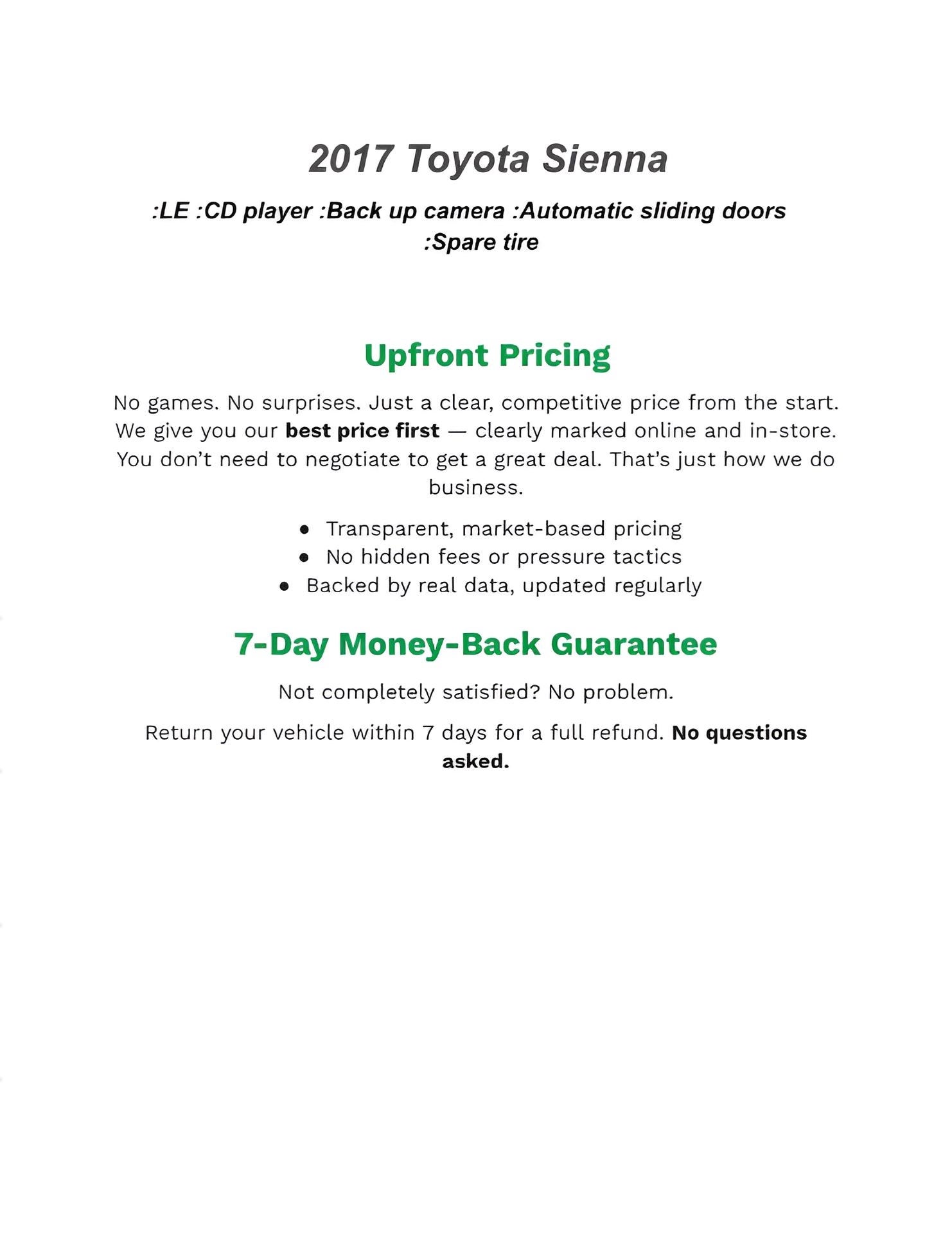 2017 Toyota SIENNA MINI-VAN, PASSENGER