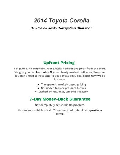 2014 Toyota Corolla 4dr Sdn Auto L