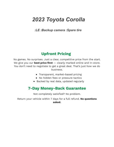 2023 Toyota Corolla LE CVT