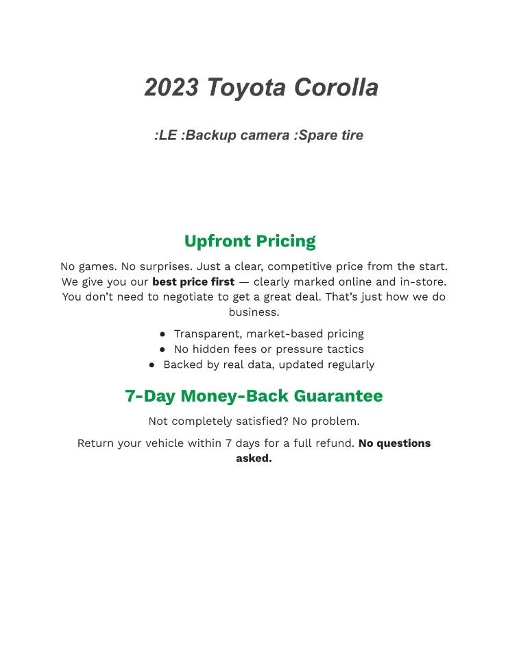 2023 Toyota Corolla LE CVT