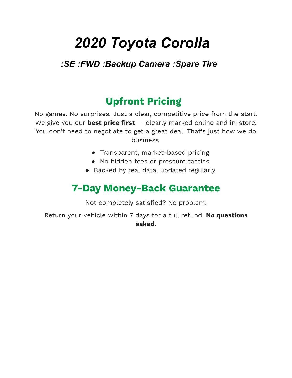 2020 Toyota Corolla SE CVT