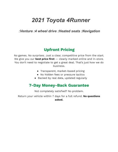 2021 Toyota 4Runner Venture 4WD