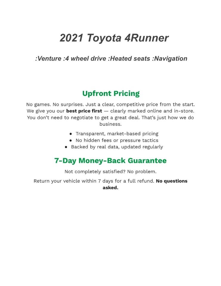2021 Toyota 4Runner Venture 4WD