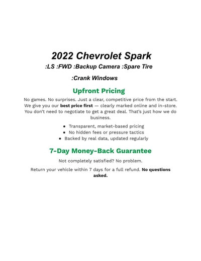 2022 Chevrolet Spark 4dr HB CVT LS