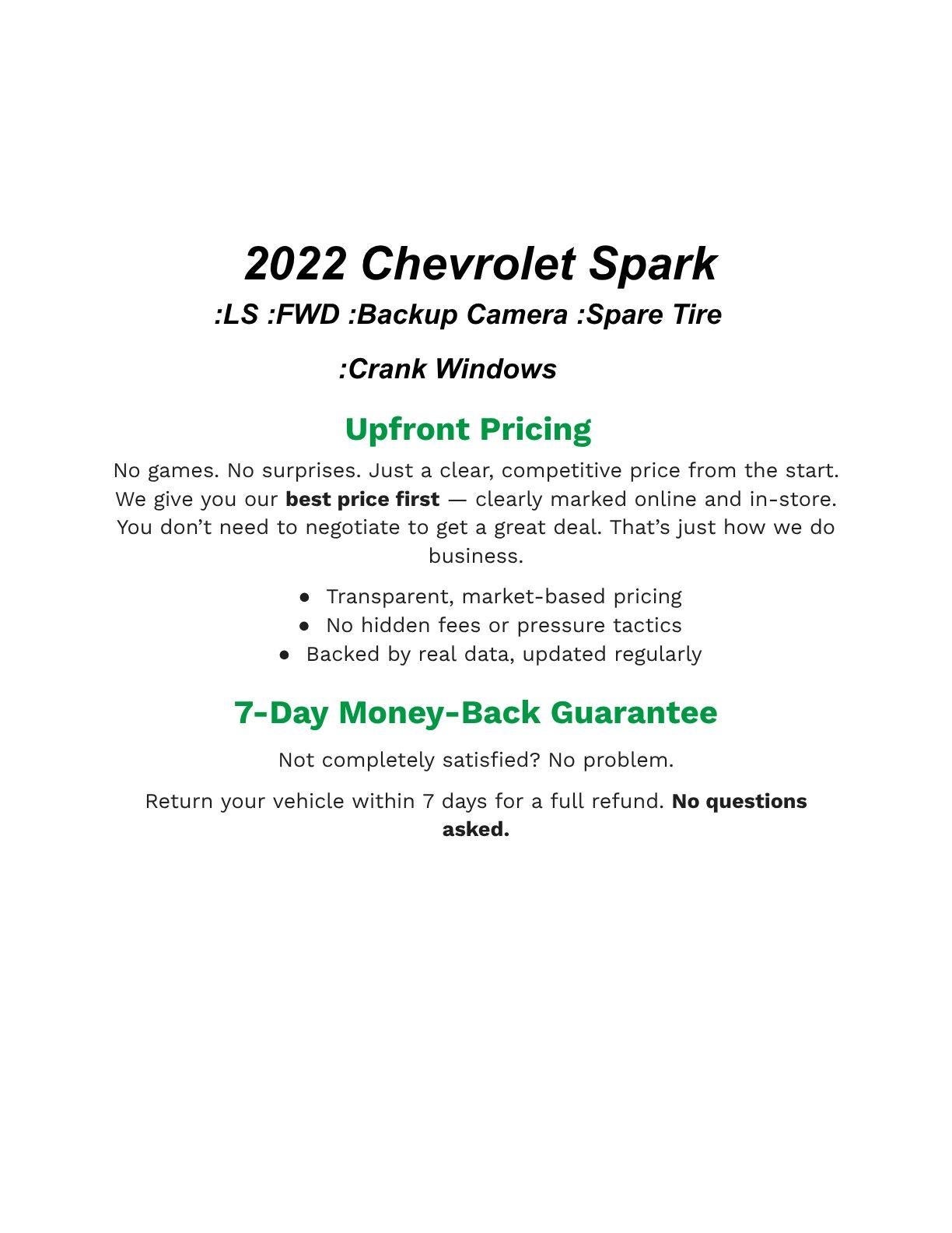 2022 Chevrolet Spark 4dr HB CVT LS