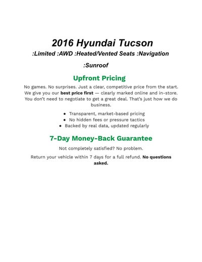 2016 Hyundai TUCSON AWD 4Dr Limited
