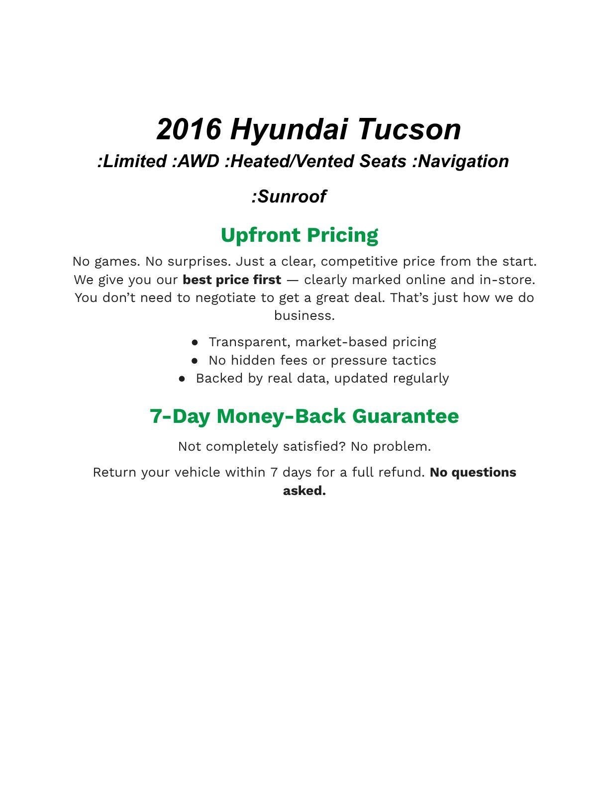 2016 Hyundai TUCSON AWD 4Dr Limited