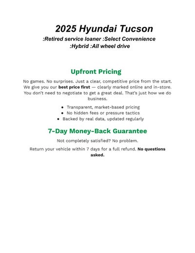 2025 Hyundai TUCSON HYBRID SEL Convenience