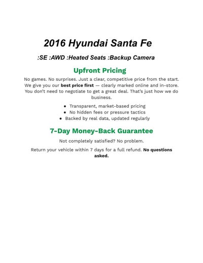 2016 Hyundai SANTA FE AWD 4Dr SE