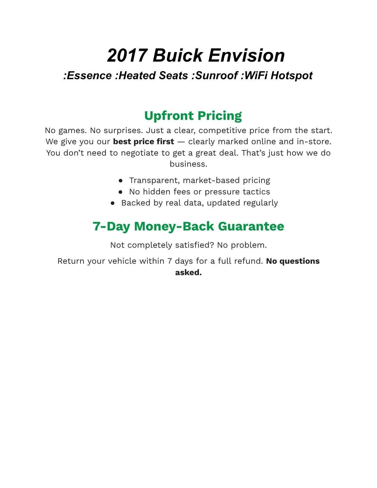 Used 2017 Buick Envision Essence with VIN LRBFXBSAXHD074620 for sale in Ashwaubenon, WI