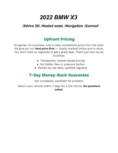 2022 BMW X3 xDrive30i Sports Activity Vehicle